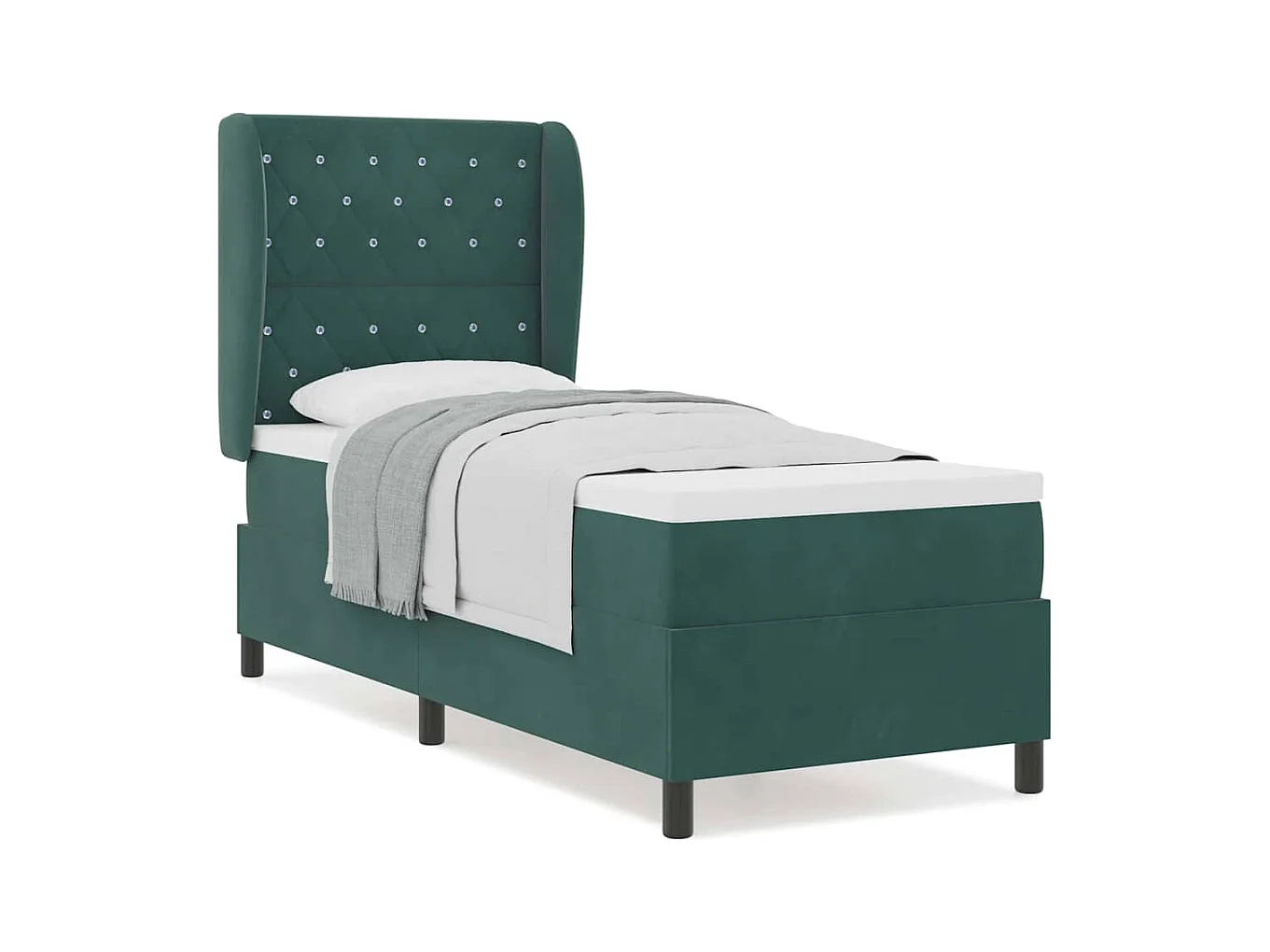 Cadre de lit avec matelas Vert foncé 80 x 200 cm Velours