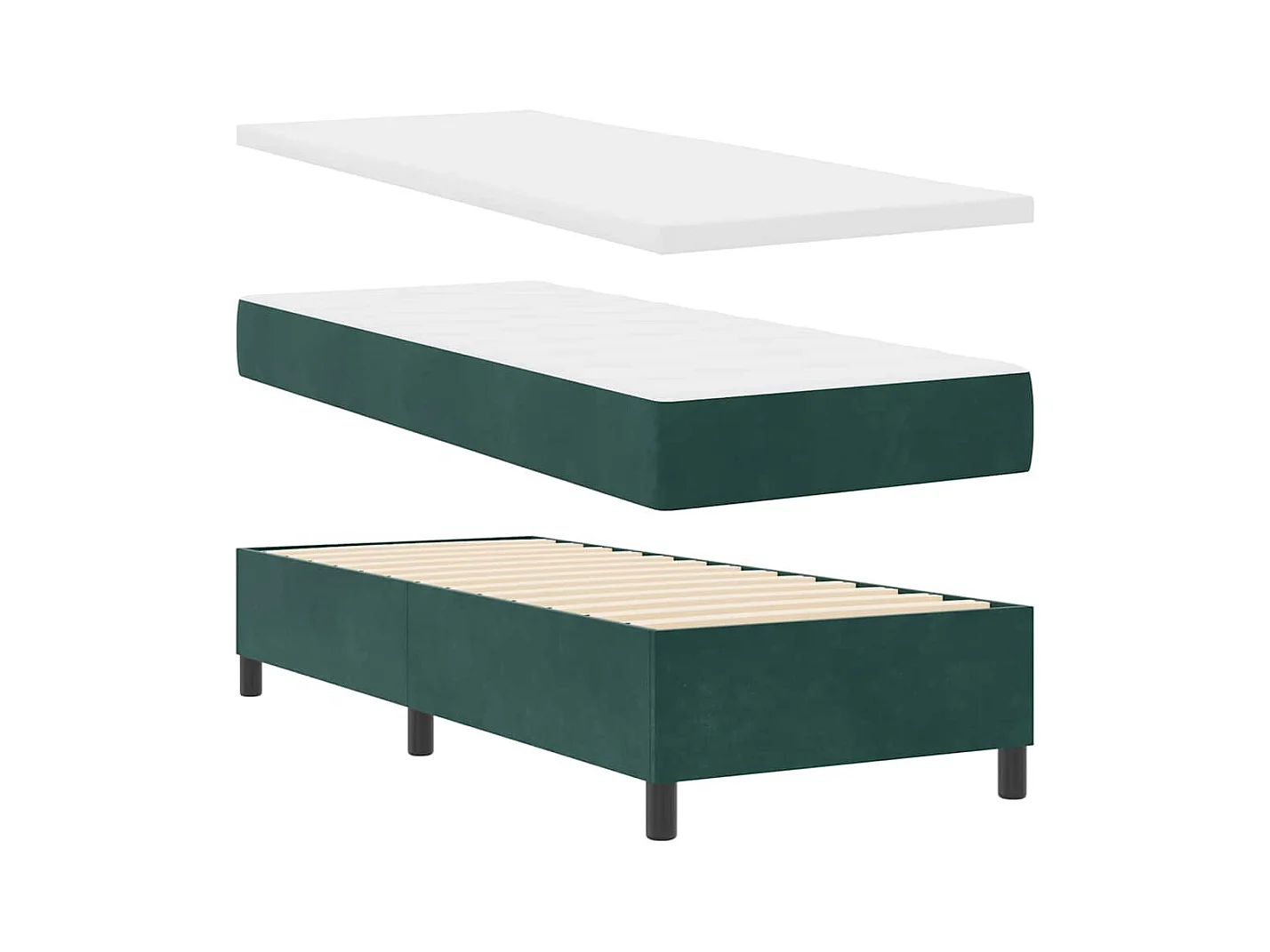 Cadre de lit avec matelas Vert foncé 80 x 200 cm Velours