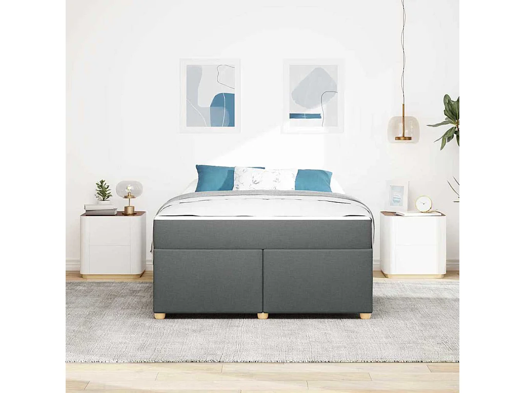 Estrutura da Cama Cinzento escuro 140 x 200 cm tecido