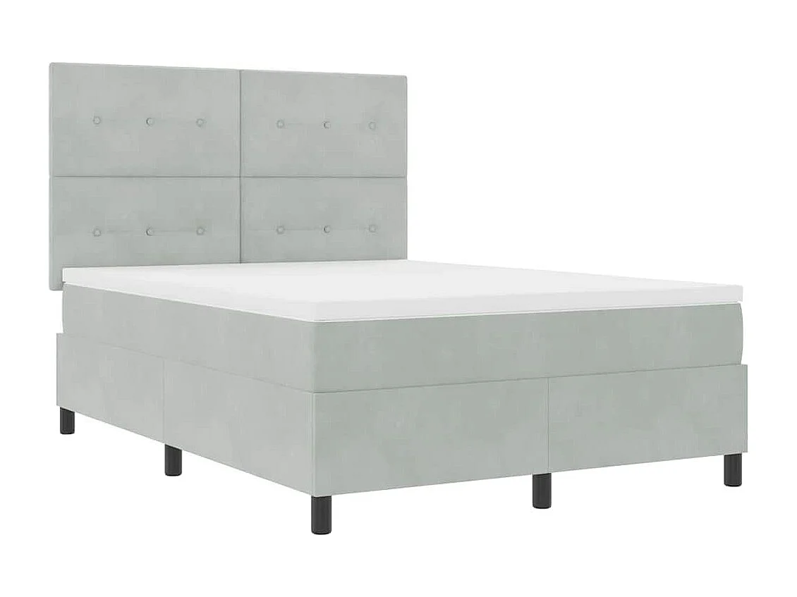 Cama tipo Box Spring Gris claro 140 x 200 cm Terciopelo
