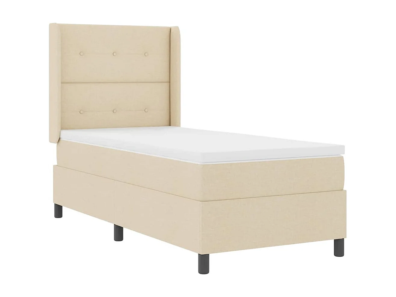 Cadre de lit avec matelas Crème 90 x 190 cm tissu