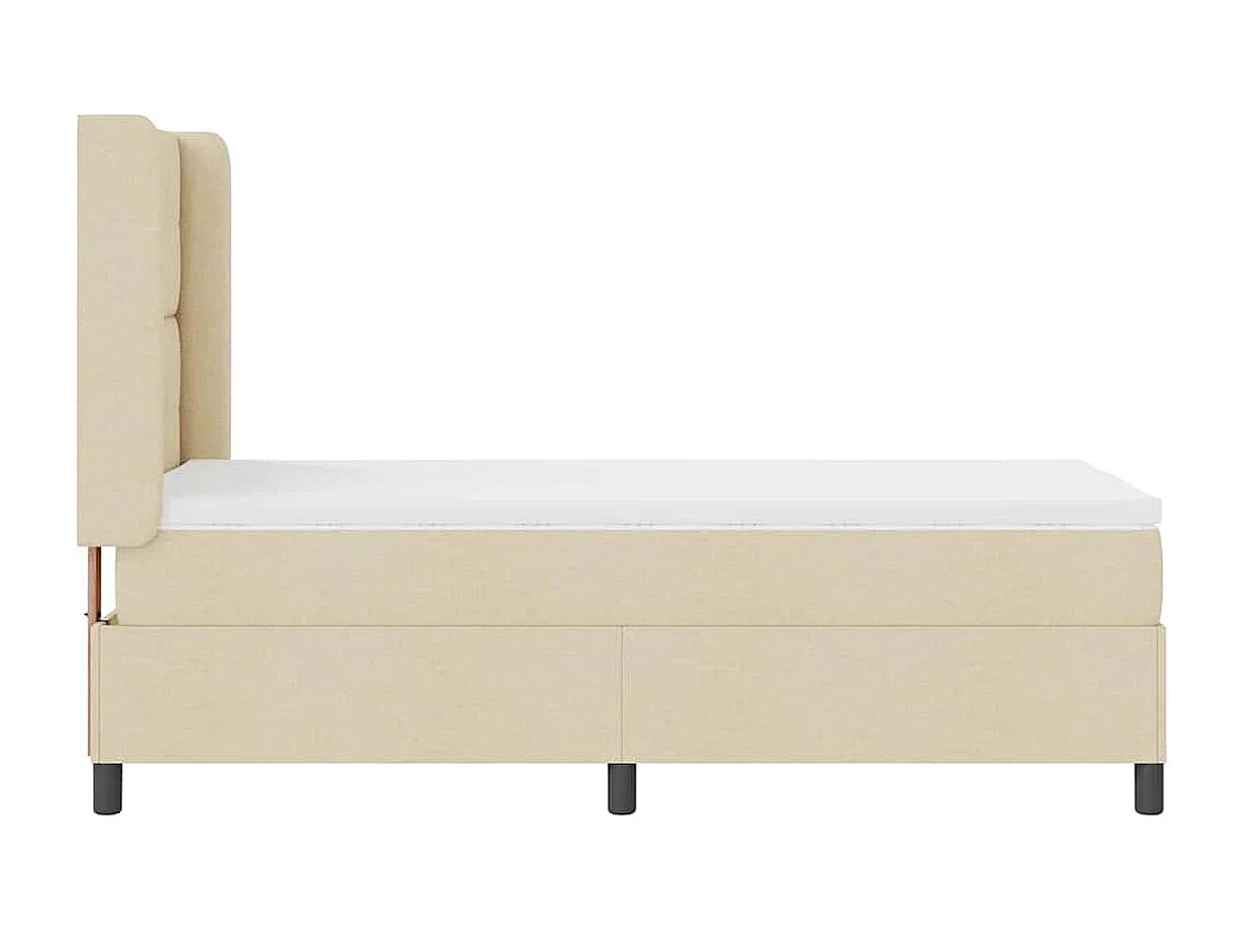Cadre de lit avec matelas Crème 90 x 190 cm tissu