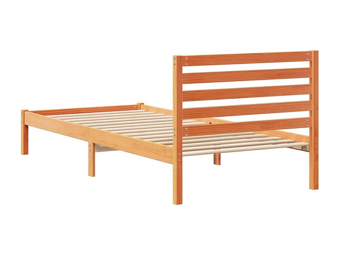 Estructura de cama con cabecera Marrón cera 90 x 220 cm