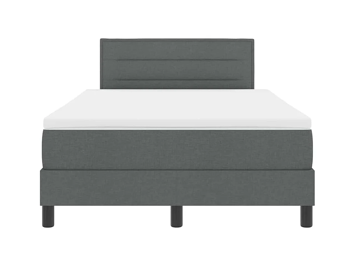 Cadre de lit avec matelas Gris foncé 120 x 200 cm tissu