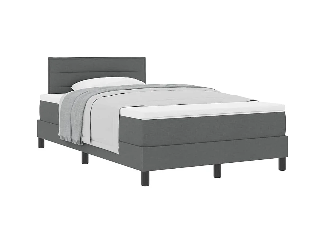 Cadre de lit avec matelas Gris foncé 120 x 200 cm tissu