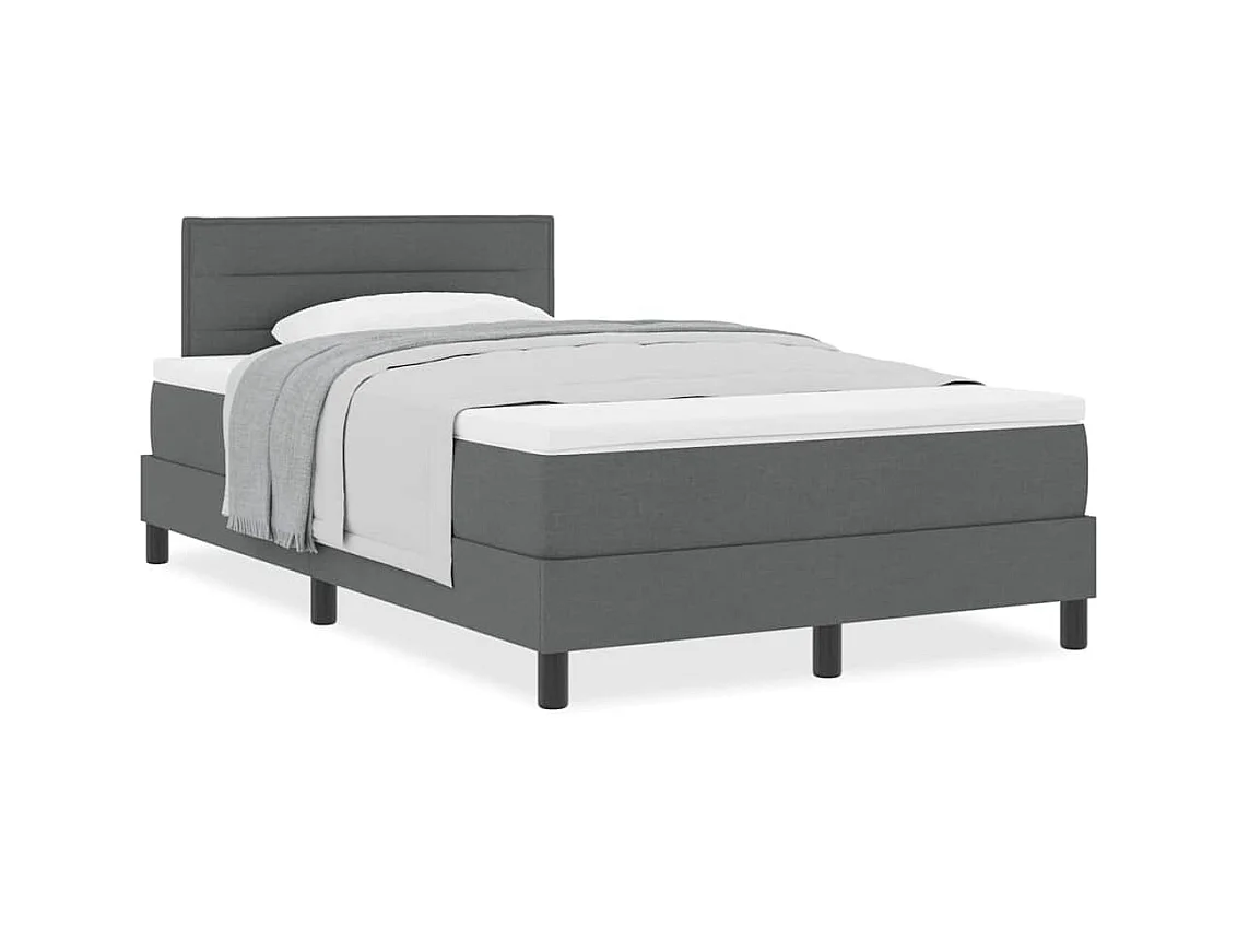 Cadre de lit avec matelas Gris foncé 120 x 200 cm tissu
