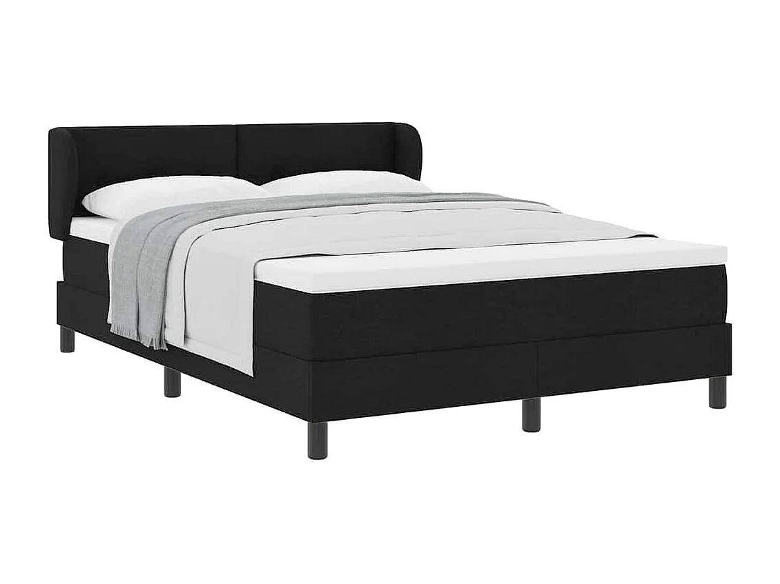 Cadre de lit avec matelas avec matelas Noir 140 x 190 cm tissu