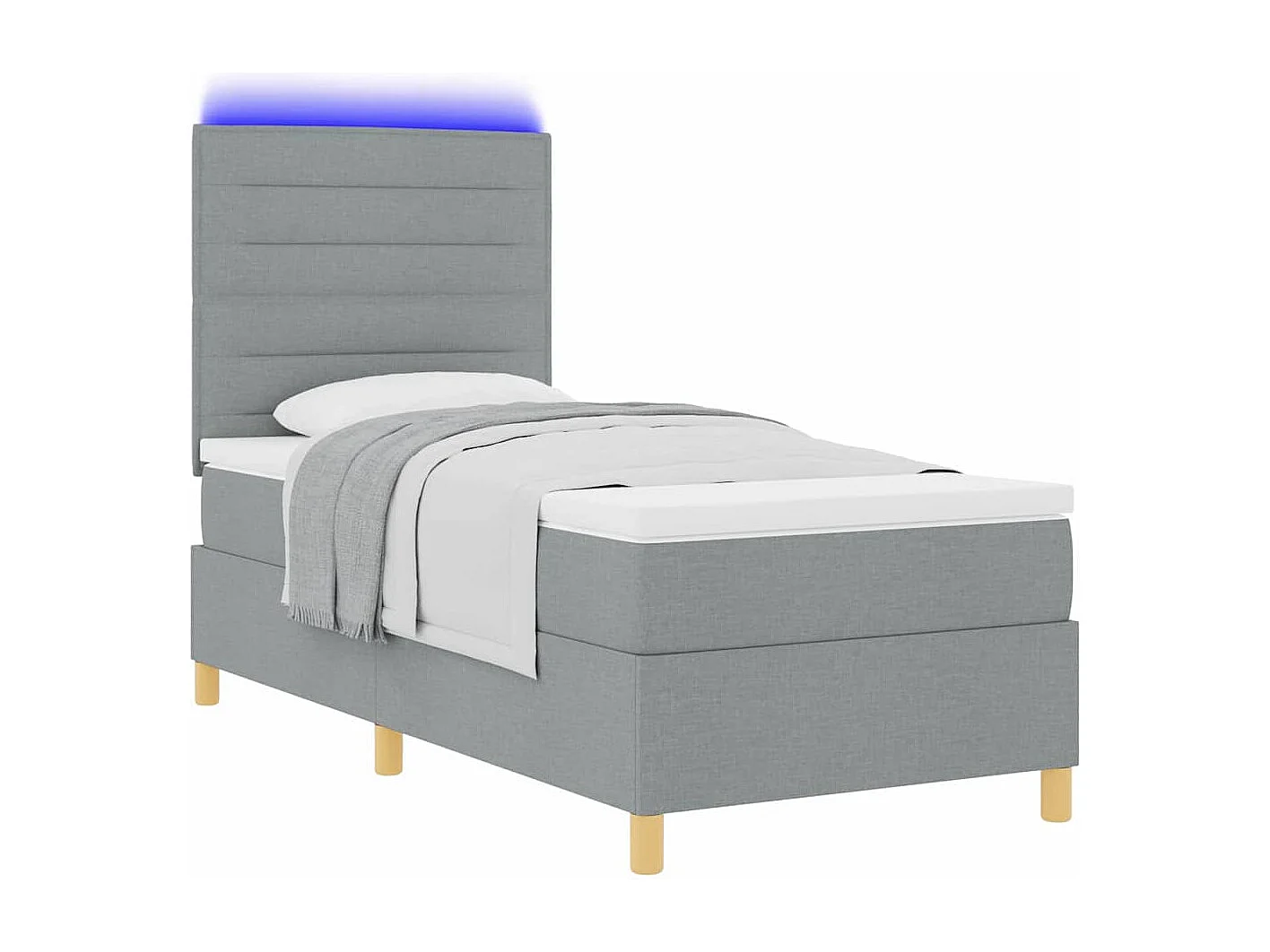 Cama tipo Box Spring con colchón Gris claro 100 x 200 cm tela