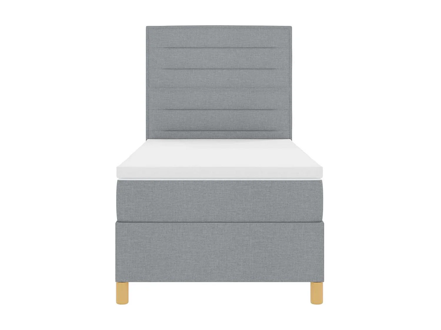Cama tipo Box Spring con colchón Gris claro 100 x 200 cm tela