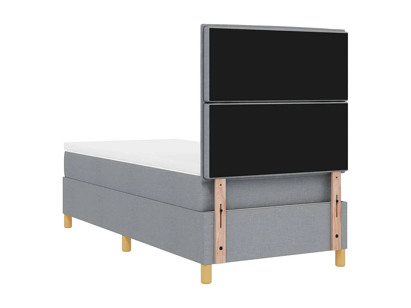 Cama tipo Box Spring con colchón Gris claro 100 x 200 cm tela