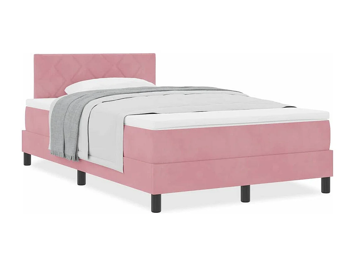 Cama con Somier y Colchón con colchón Rosa 120 x 200 cm tela