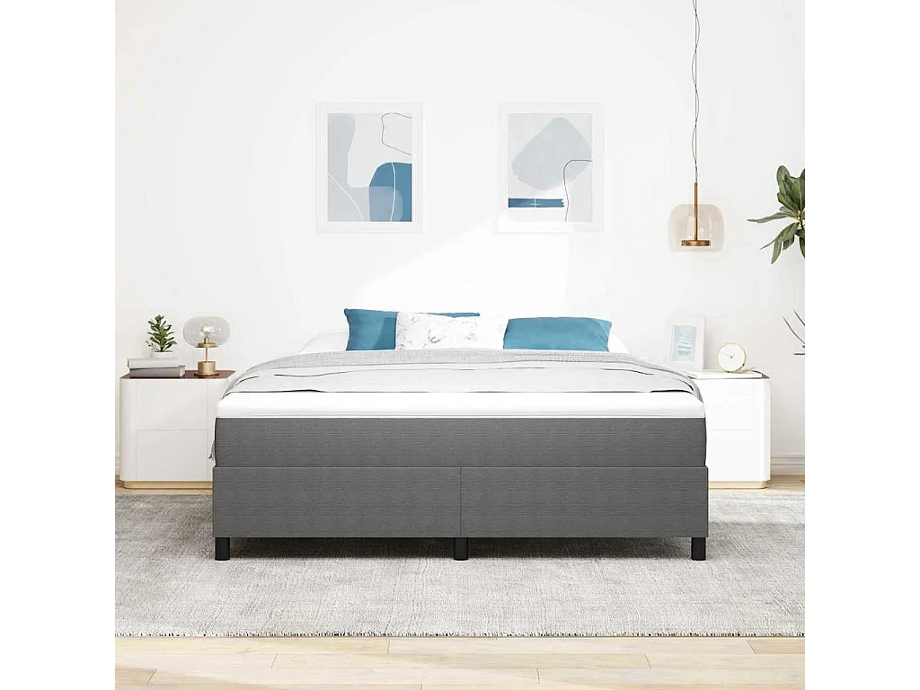 Cama tipo Box Spring Gris claro 180 x 200 cm Telas de pana