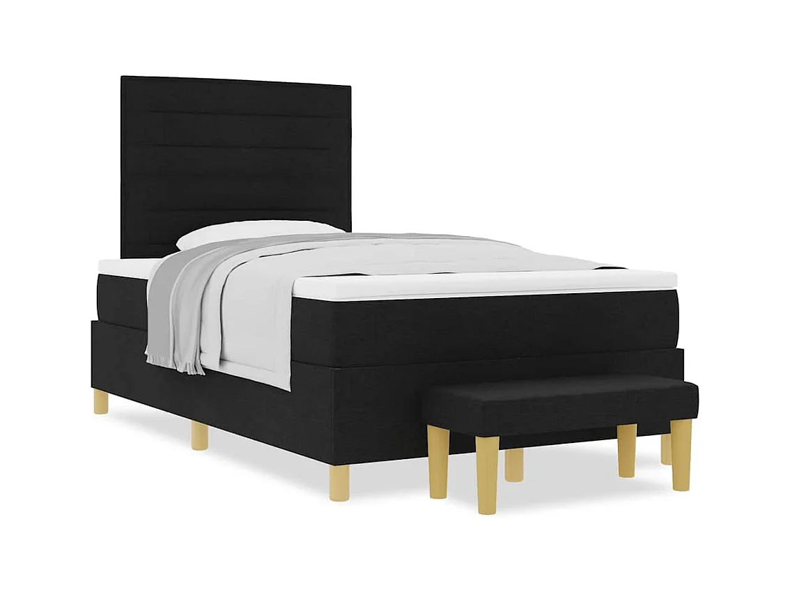 Cadre de lit avec matelas Noir 120 x 190 cm tissu