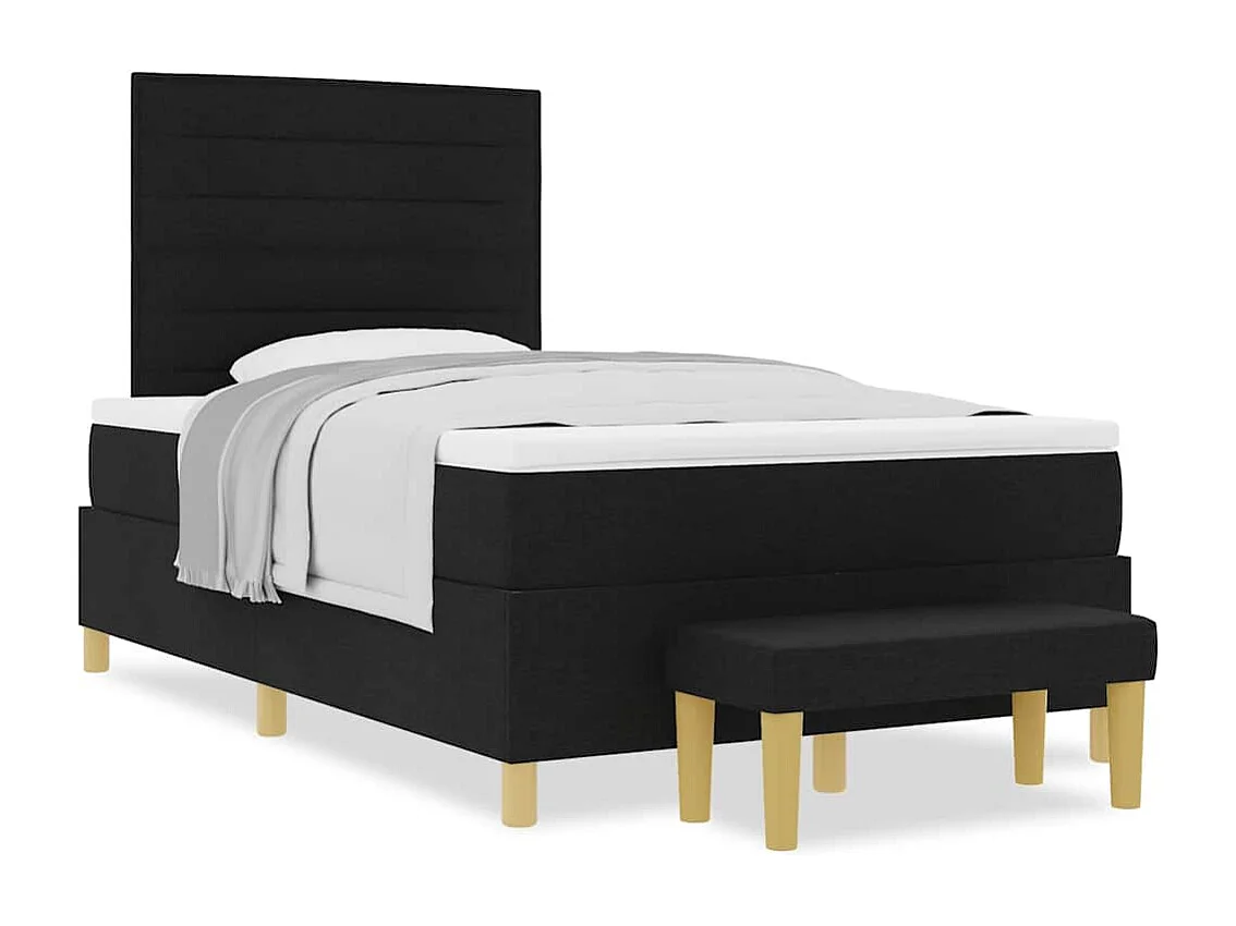 Cama tipo Box Spring con colchón Negro 120 x 190 cm tela