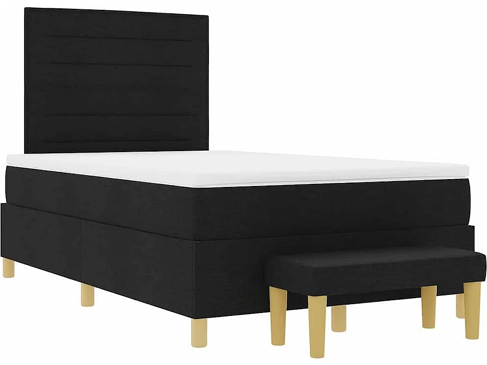 Cama tipo Box Spring con colchón Negro 120 x 190 cm tela