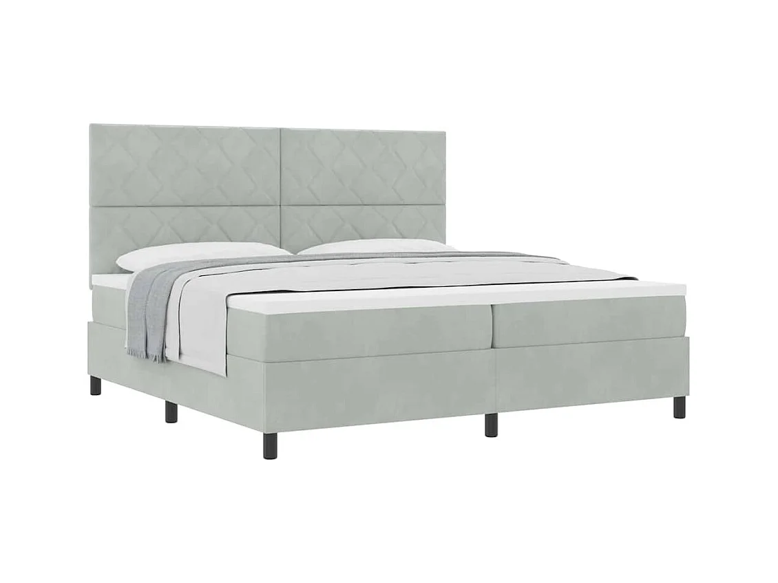 Cadre de lit avec matelas Gris clair 200 x 200 cm Velours