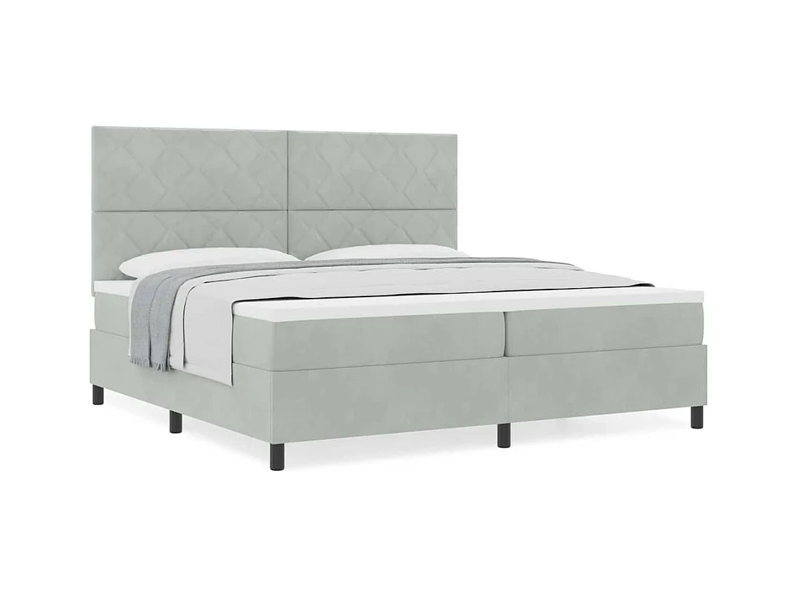 Cadre de lit avec matelas Gris clair 200 x 200 cm Velours