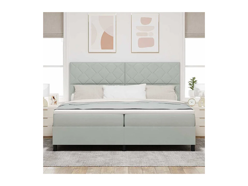 Cadre de lit avec matelas Gris clair 200 x 200 cm Velours
