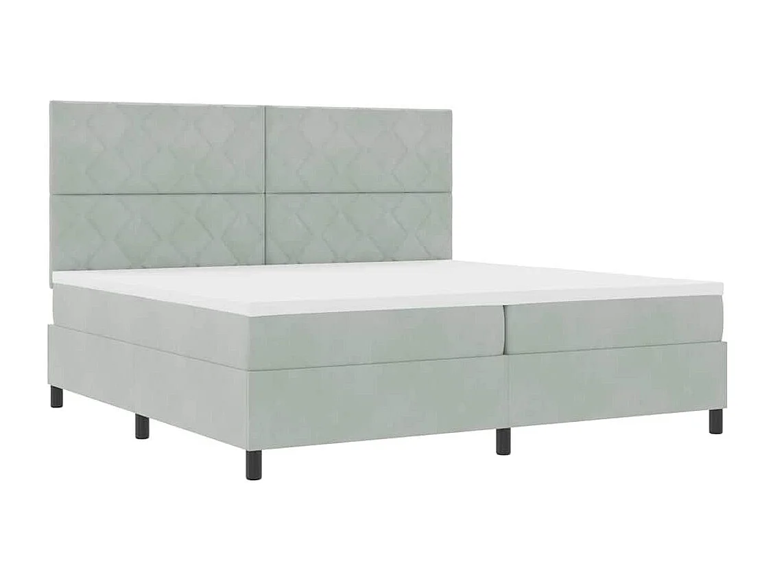 Cadre de lit avec matelas Gris clair 200 x 200 cm Velours