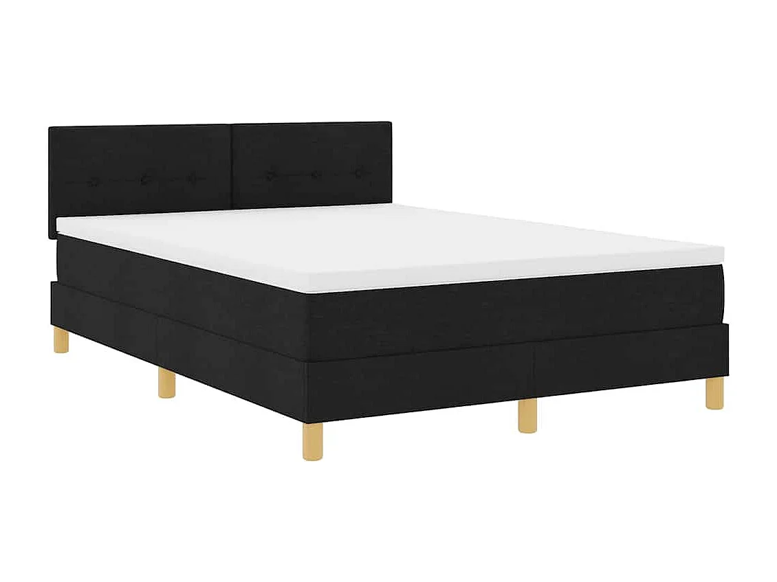 Cadre de lit avec matelas Noir 140 x 200 cm tissu