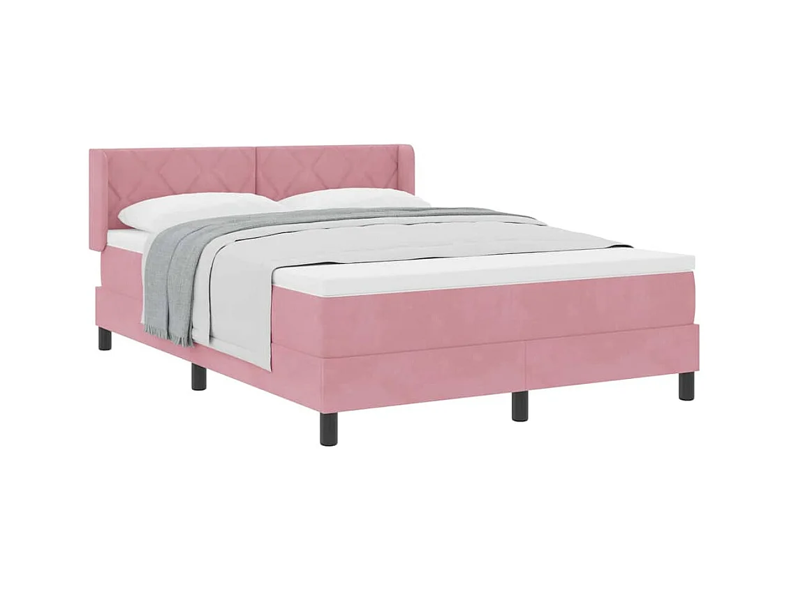 Cadre de lit avec matelas noir 100x200 cm en velours Rose