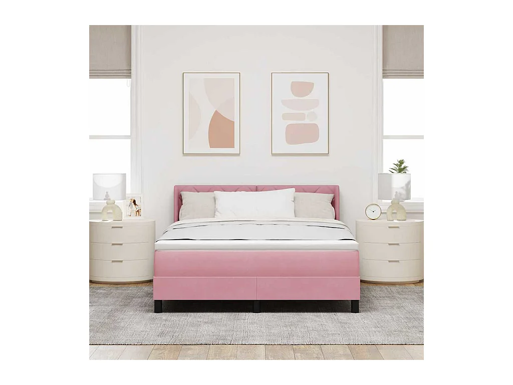 Cadre de lit avec matelas noir 100x200 cm en velours Rose