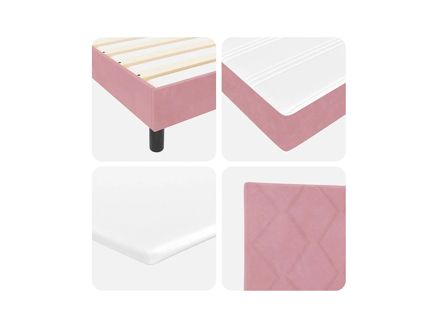 Cadre de lit avec matelas noir 100x200 cm en velours Rose
