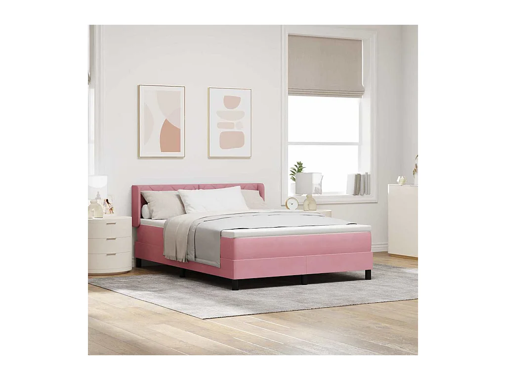 Cadre de lit avec matelas noir 100x200 cm en velours Rose