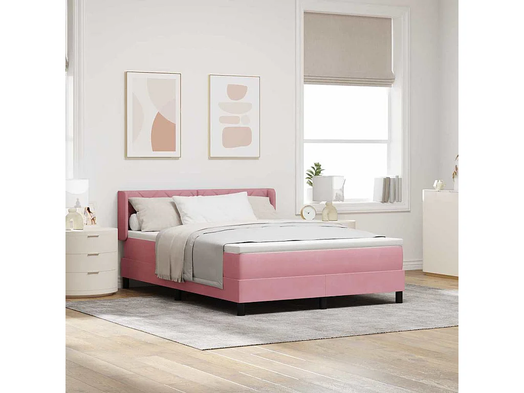 Cadre de lit avec matelas noir 100x200 cm en velours Rose