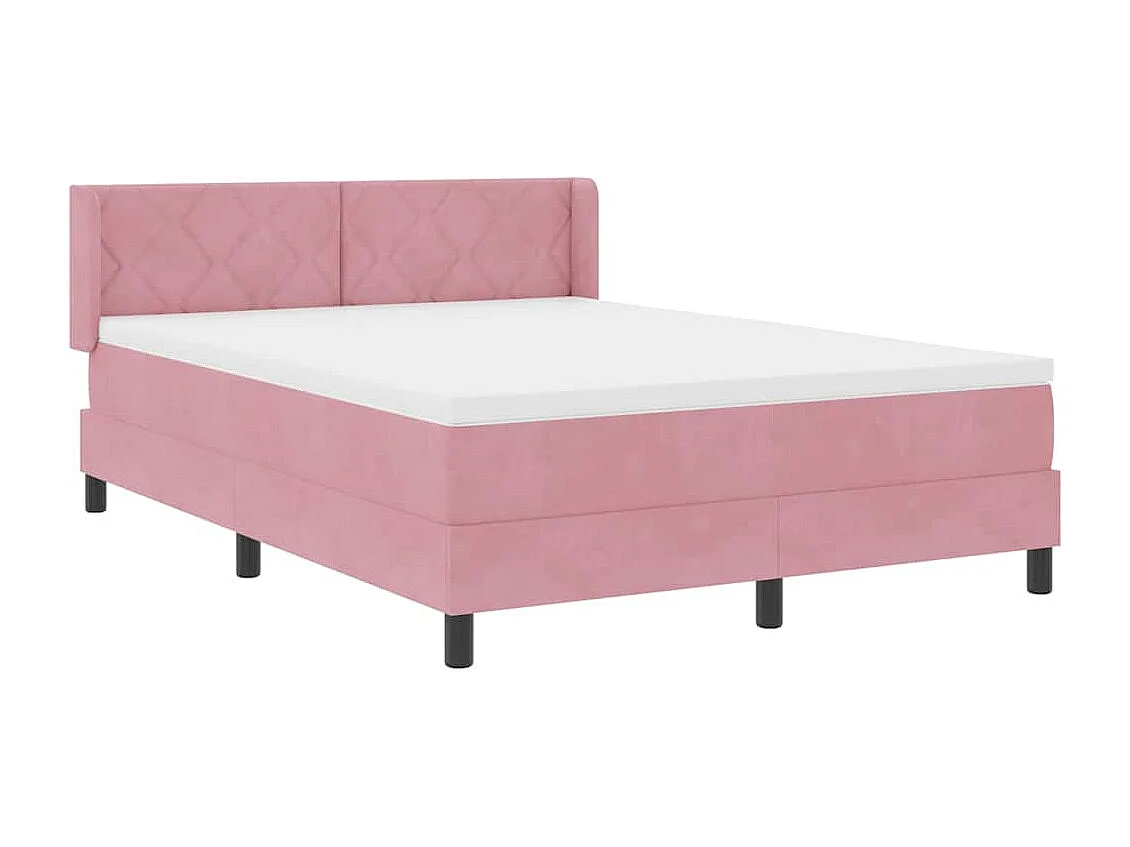 Cadre de lit avec matelas noir 100x200 cm en velours Rose