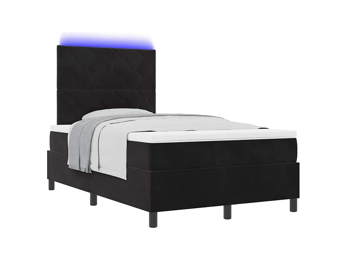 Cadre de lit avec matelas Noir 120 x 200 cm Velours