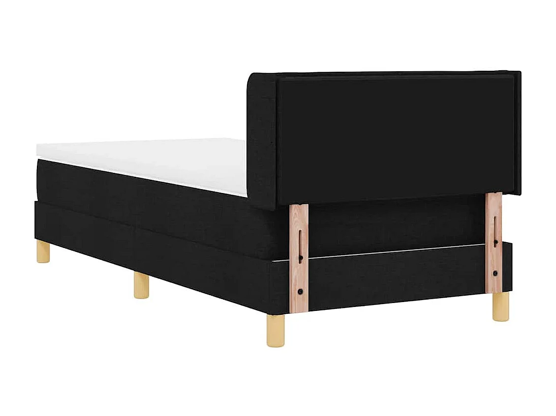 Cama tipo Box Spring Negro y Blanco 90 x 200 cm tela