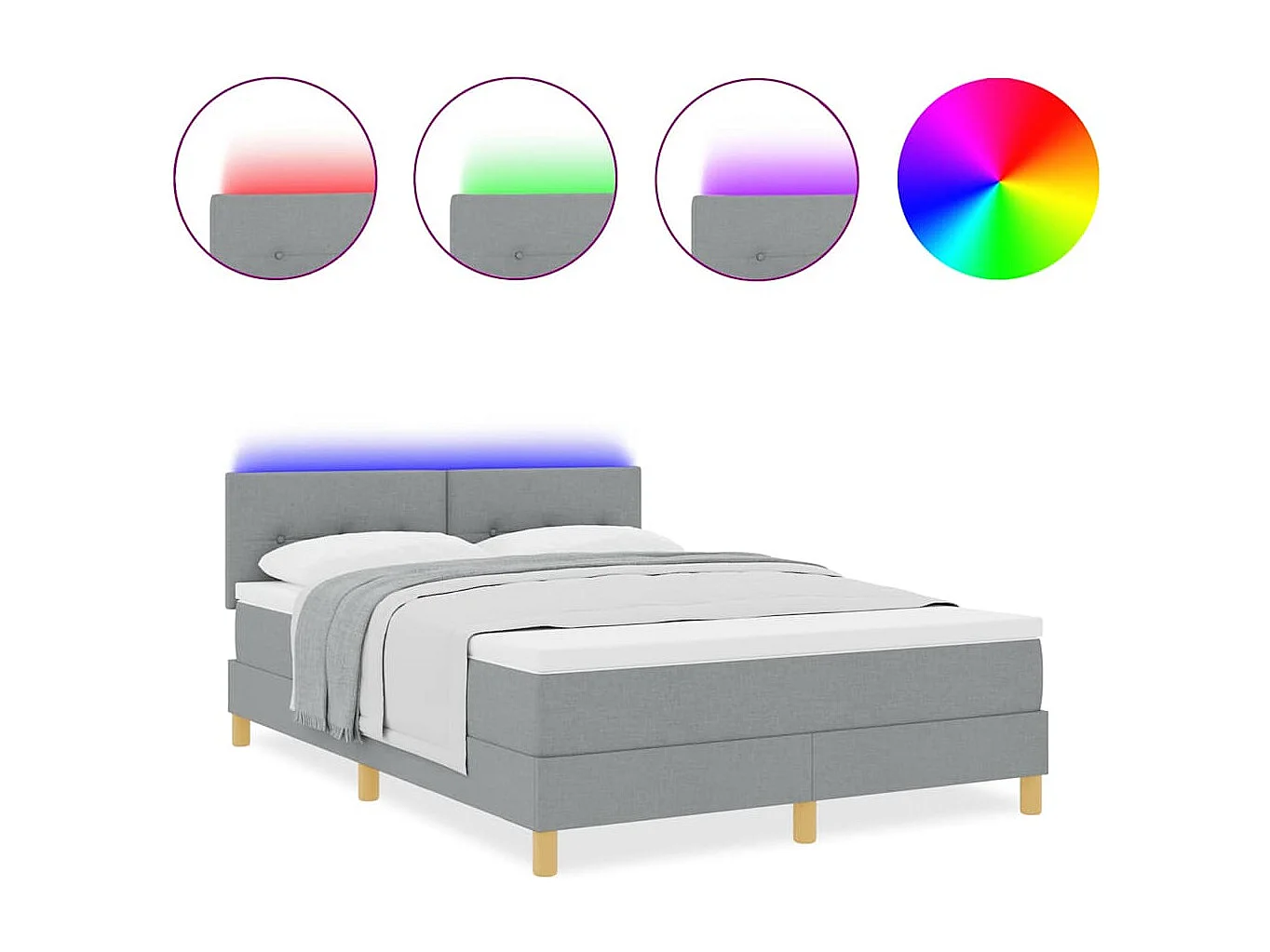 Cadre de lit avec matelas Gris clair 140 x 190 cm tissu