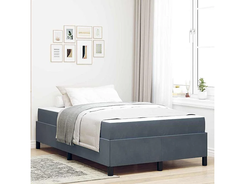 Cadre de lit Gris foncé, gris et blanc 120 x 200 cm Velours