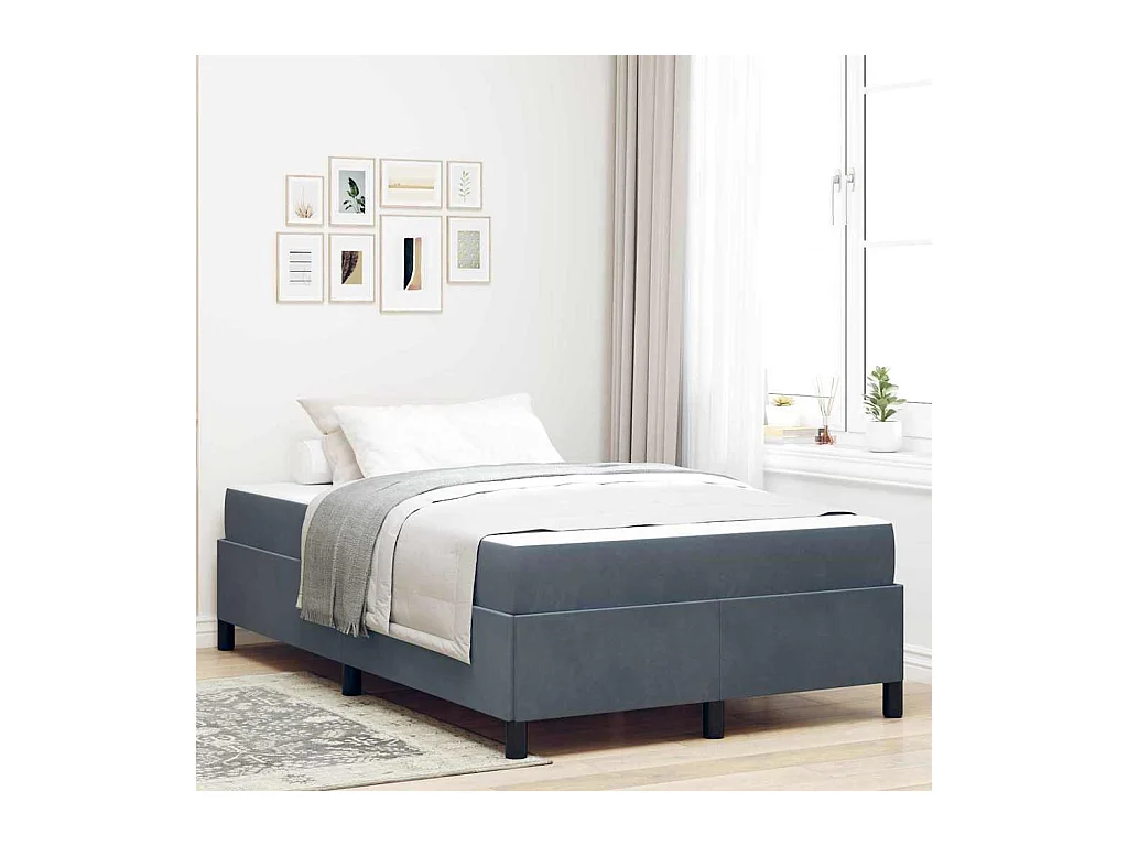 Cadre de lit Gris foncé, gris et blanc 120 x 200 cm Velours