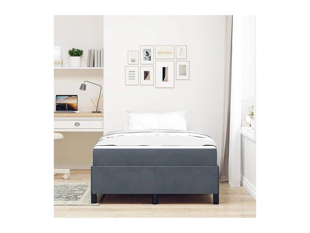 Cadre de lit Gris foncé, gris et blanc 120 x 200 cm Velours