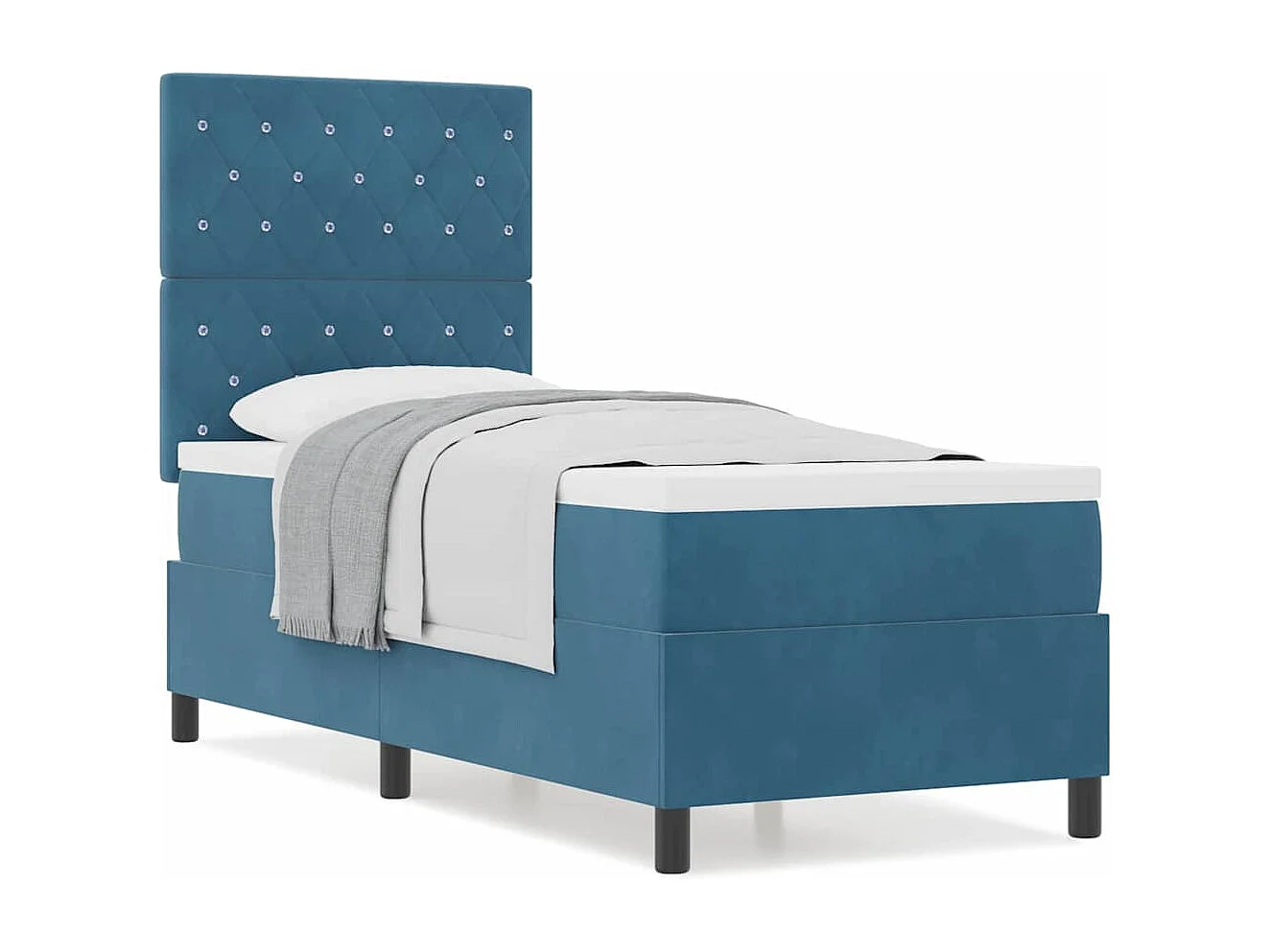 Cama Box com colchão Azul escuro 80 x 200 cm Veludo