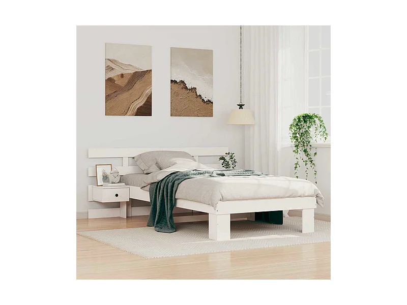 Estrutura da Cama Branco 90 x 200 cm Madeira de pinho maciça