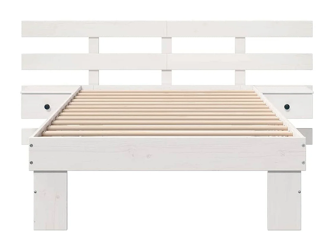 Cadre de lit avec tiroir Blanc 90 x 200 cm Bois massif en pin