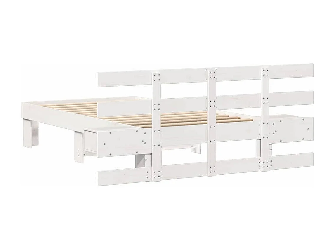Cadre de lit avec tiroir Blanc 90 x 200 cm Bois massif en pin