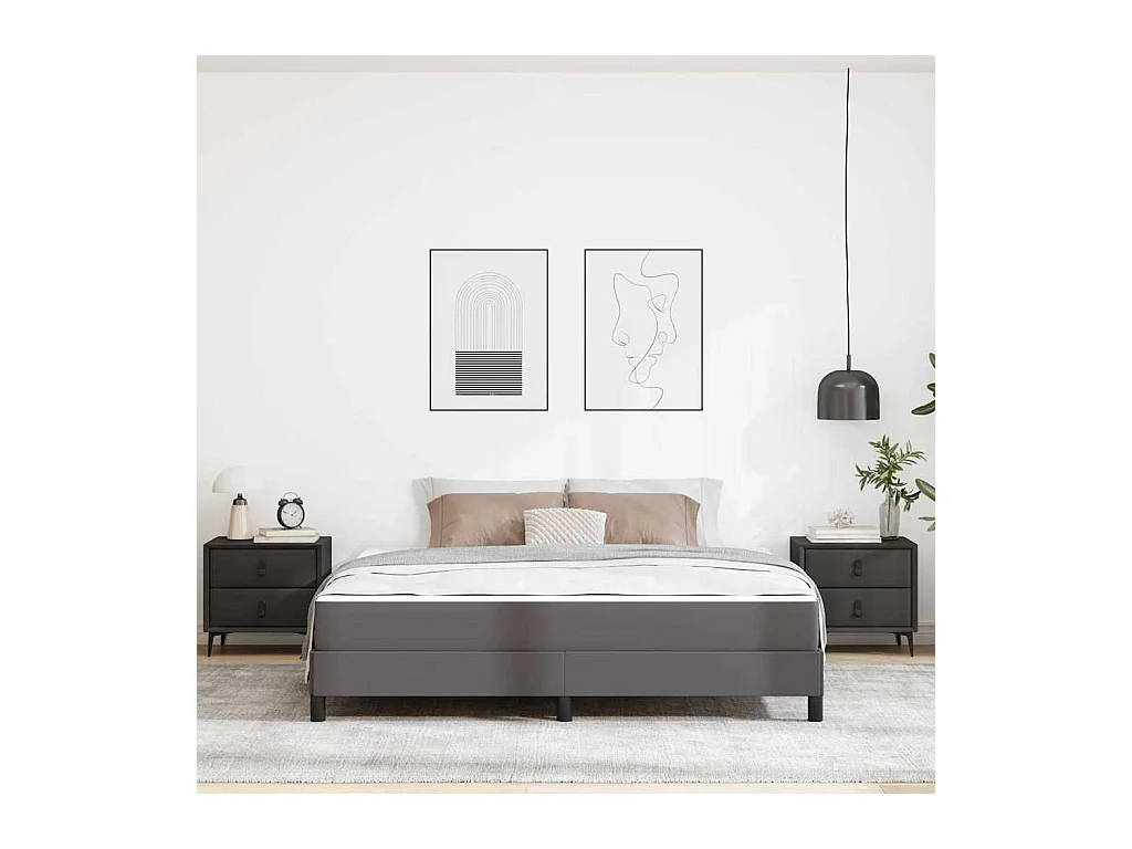 Cadre de lit avec matelas Gris 180 x 200 cm Faux cuir