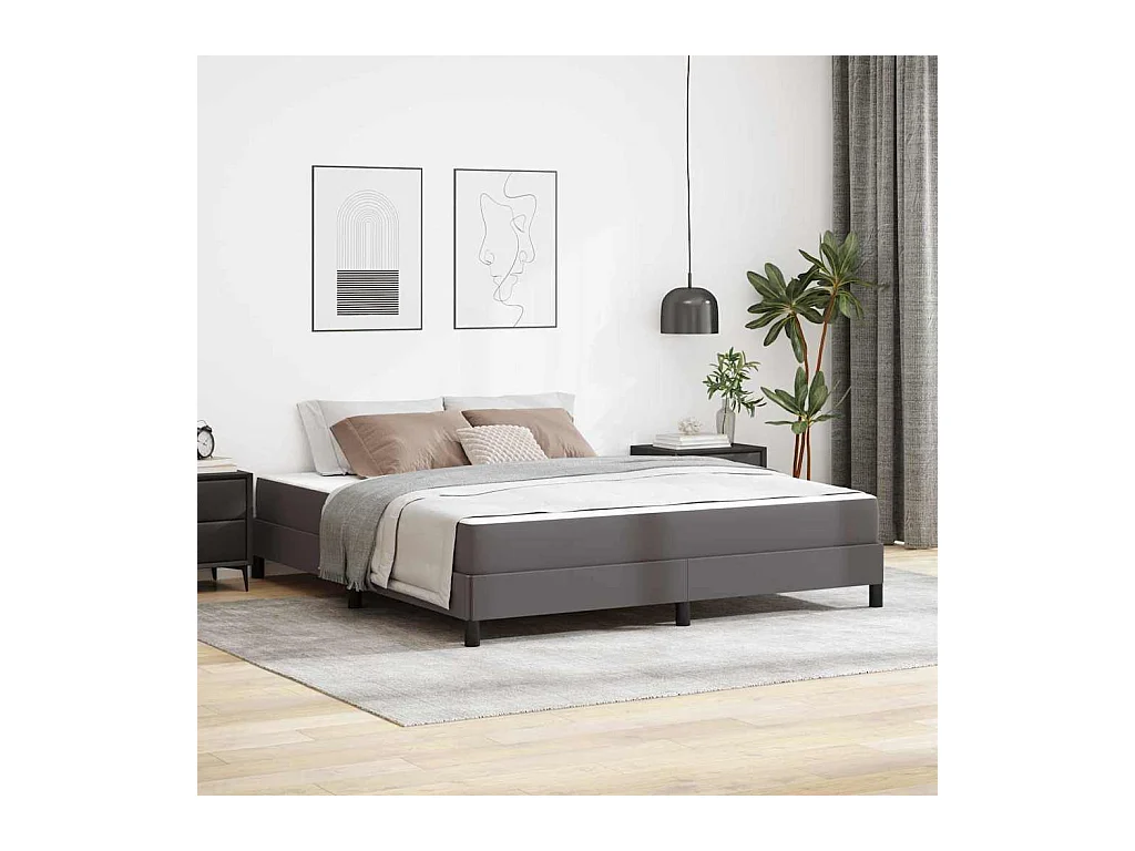 Cama com colchão Cinzeto 180 x 200 cm Couro sintético