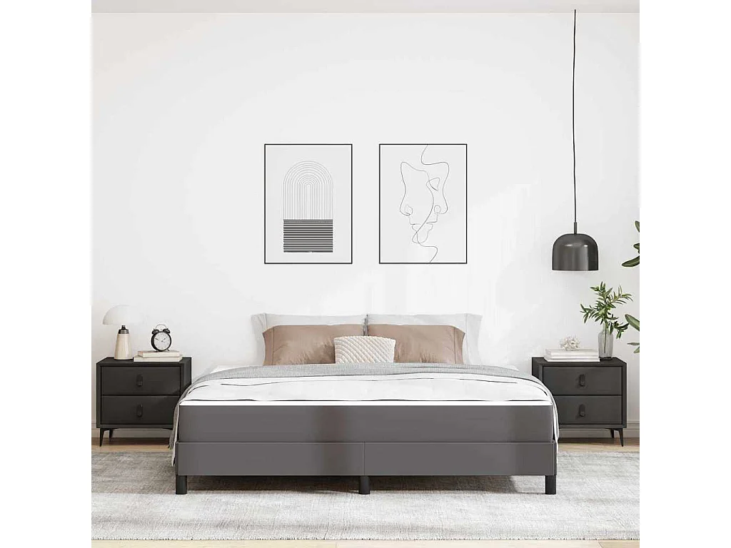 Cama con colchón Gris 180 x 200 cm Cuero sintético