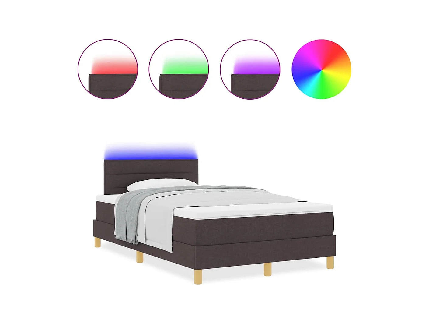 Cadre de lit avec matelas Marron foncé 120 x 190 cm tissu