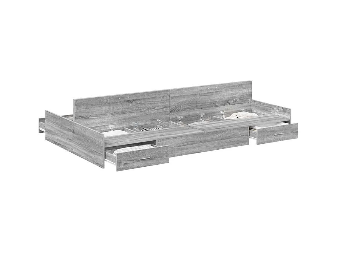 Estrado de cama com arrumação Sonoma cinzento 120 x 190 cm