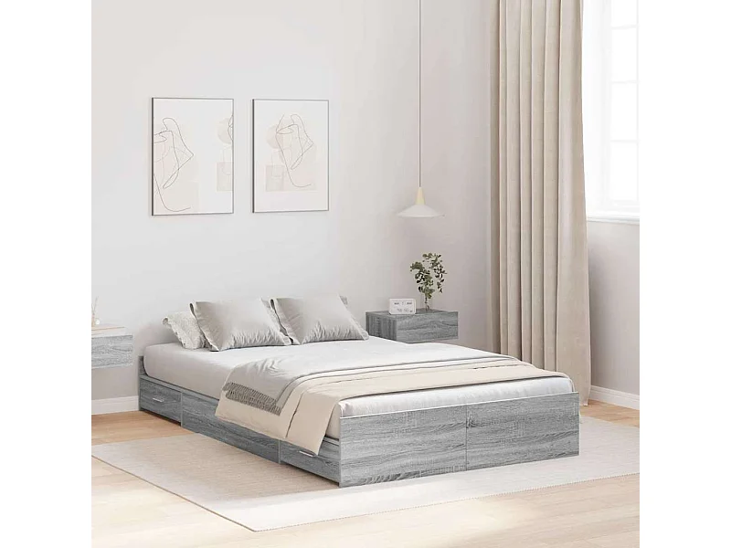 Estrado de cama com arrumação Sonoma cinzento 120 x 190 cm