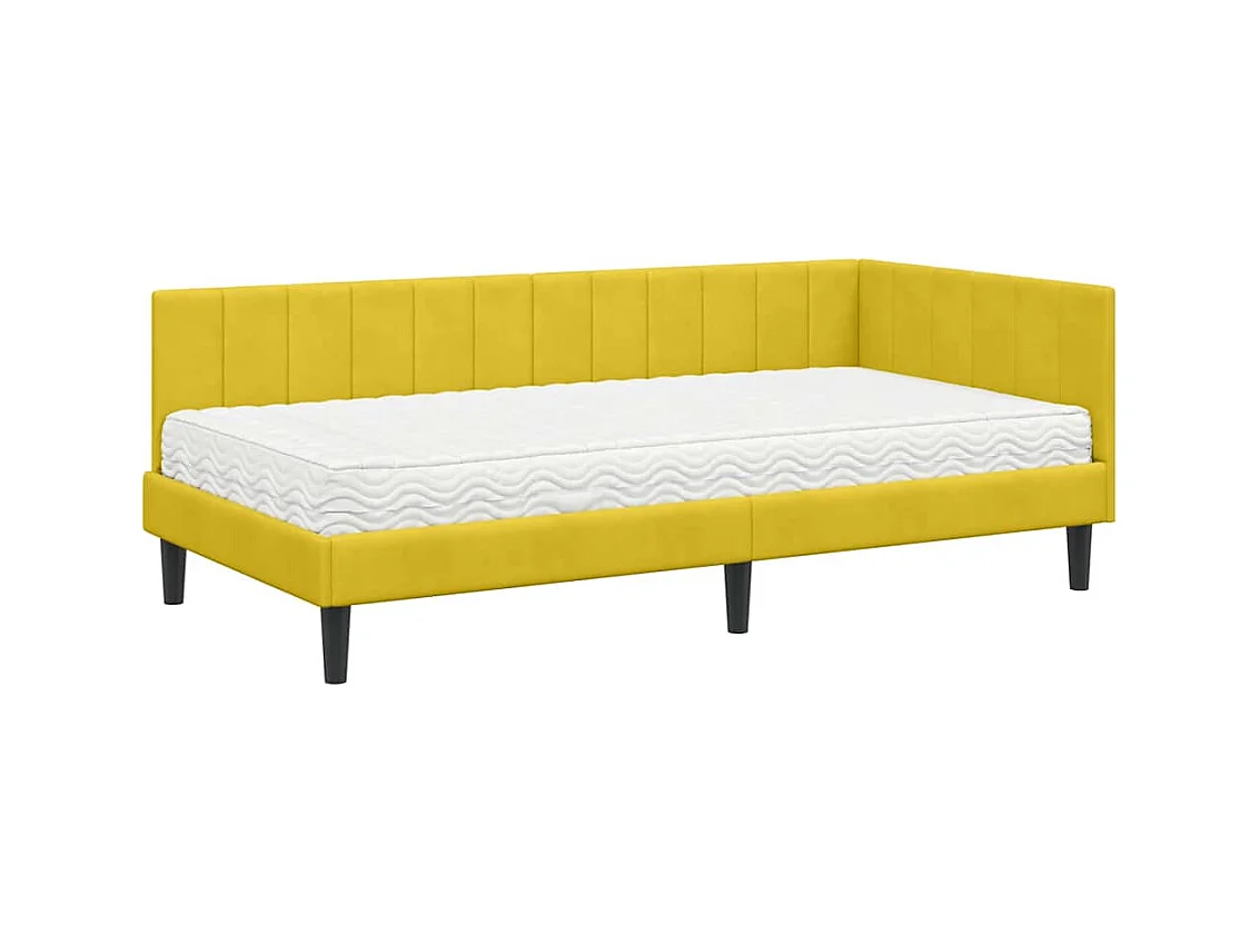 Estructura de cama en esquina Amarillo 100 x 200 cm Terciopelo