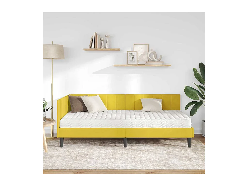 Estructura de cama en esquina Amarillo 100 x 200 cm Terciopelo