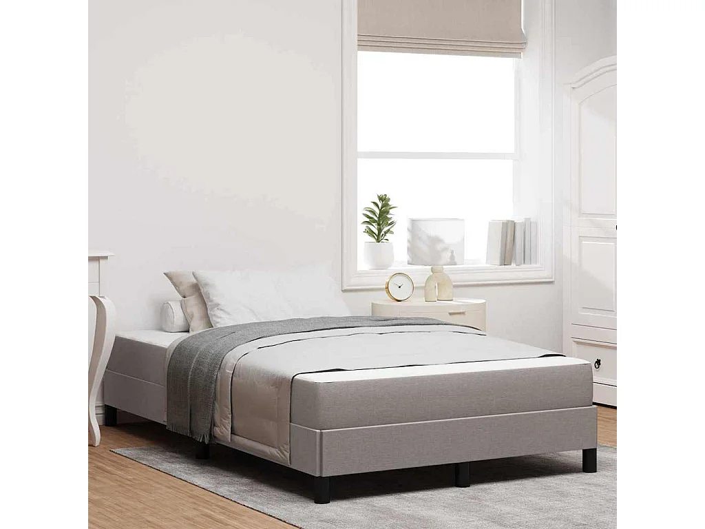 Cama tipo Box Spring con colchón Taupé 120 x 190 cm tela