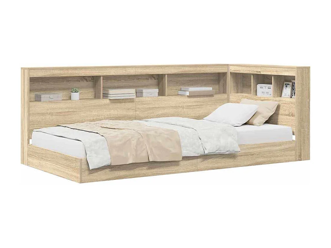Cama con Estantería con cabecera Roble Sonoma 75 x 190 cm